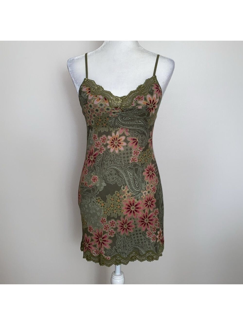 Victoria’s Secret Y2K vintage olive green slip & panty set - Picture 2 of 12